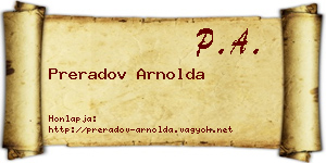 Preradov Arnolda névjegykártya